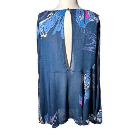 Free People | Blue Floral Tunic Top Sz S - Picture 7 of 14